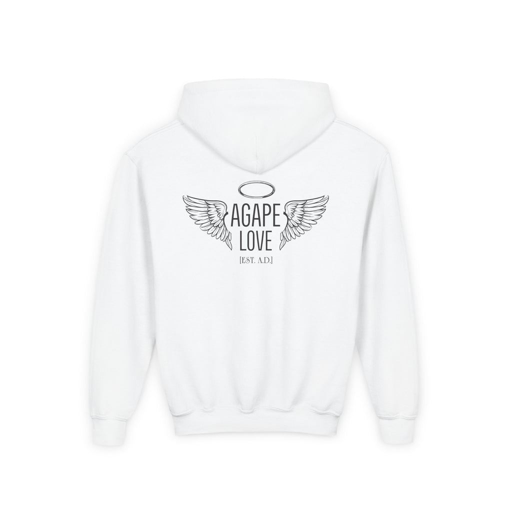 Youth Hoodie - "Agape Love" Angel Wings Pullover